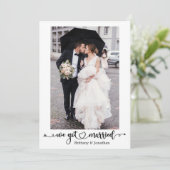 Faire-part Nous Avons Marié Calligraphie Heart Photo Mariage (Debout devant)