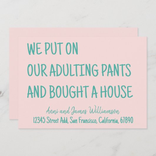 Faire-part Nous avons mis nos pantalons d'adultes et avons ac (Devant / Derrière)