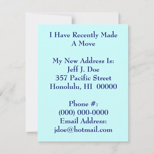 Faire-part Nous avons Moved Moved Island Hawaii Tropical Tiki (Dos)