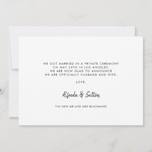 Faire-part Nous avons noué le nœud Élégant & photo moderne (Dos)