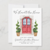 Faire-part Nous Avons Une Nouvelle Maison Porte Rouge Aquarel (Devant)