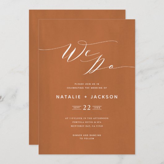 Faire-part Nous faisons texte de script de rouille élégant in (Devant / Derrière)