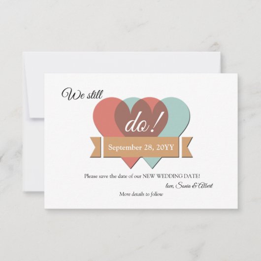 Faire-part Nous fixons toujours une nouvelle date pour le mar (Devant)