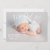 Faire-part Nous L'Avons Fait Stats Photo Script Genre Naissan (Devant)