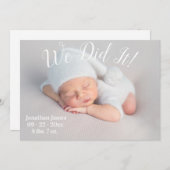 Faire-part Nous L'Avons Fait Stats Photo Script Genre Naissan (Devant / Derrière)