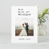 Faire-part Nous nous sommes enfuis Annonce de fuite avec code (Debout devant)