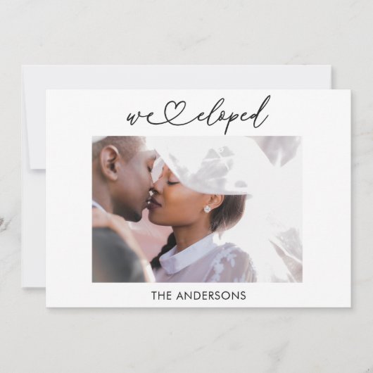 Faire-part Nous nous sommes enfuis Annonce de fuite avec code (Devant)