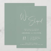 Faire-part Nous nous sommes enfuis Mariage minimaliste vert s (Devant / Derrière)