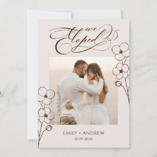 Faire-part Nous nous sommes enfuis Sable Beige Calligraphie F