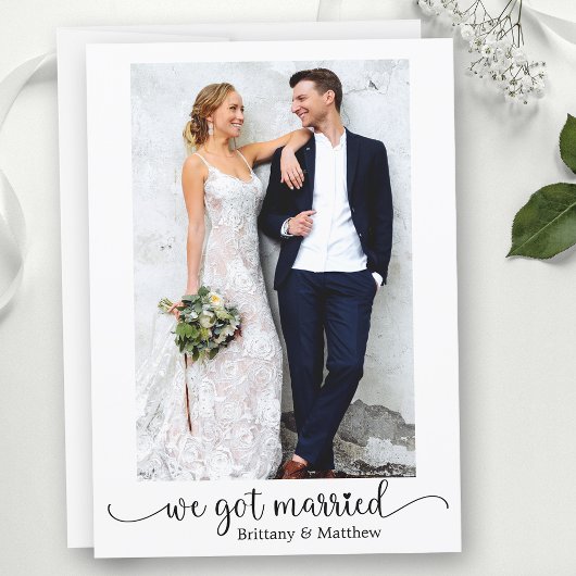 Faire-part Nous Nous Sommes Mariés Coeur Calligraphie Photo M