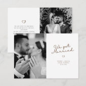 Faire-part nous nous sommes mariés écriture Brun Gris foncé (Devant / Derrière)