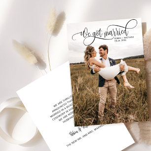 Faire-part Nous Nous Sommes Mariés, Élégant Mariage Photo