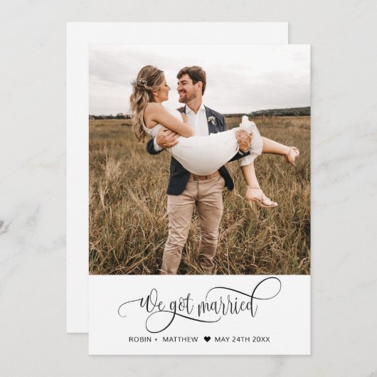 Faire-part Nous Nous Sommes Mariés, Élégant Mariage Photo (Devant / Derrière)