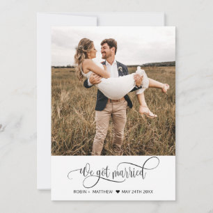 Faire-part Nous Nous Sommes Mariés, Élégant Mariage Photo