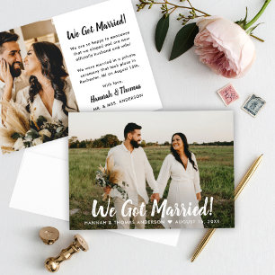 Faire-part Nous Nous Sommes Mariés Script Moderne Mariage Pho