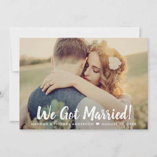 Faire-part Nous Nous Sommes Mariés Script Moderne Mariage Pho (Devant)