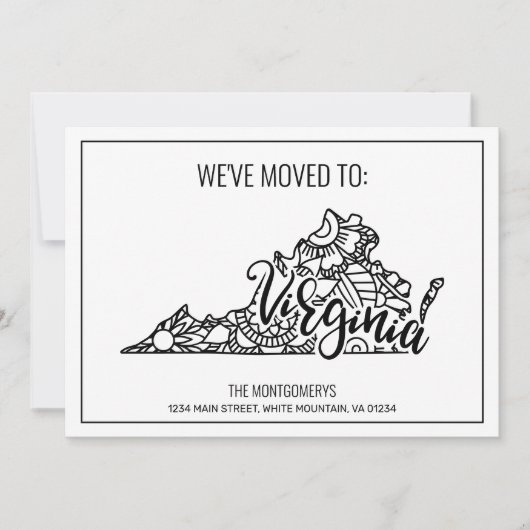 Faire-part Nous sommes allés en Virginie State Floral Mandala (Devant)