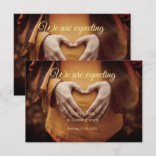 Faire-part nous sommes enceinte ajouter nom bébé date grosses (Devant / Derrière)