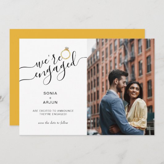 Faire-part Nous sommes engagés avec le fiançailles photo du c (Devant / Derrière)