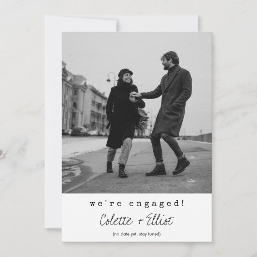 Faire-part Nous sommes engagés deux Photo Simple Élégant Chic (Devant)