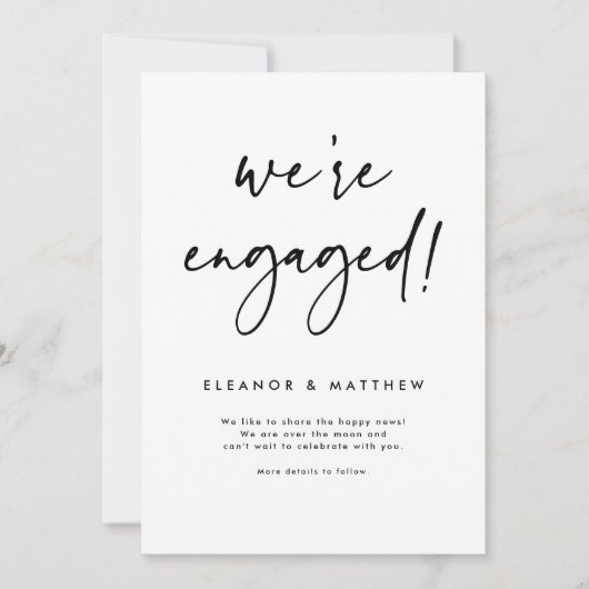 Faire-part Nous sommes engagés Fiançailles de lettres main (Devant)