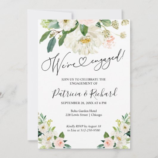 Faire-part Nous sommes engagés Floral Engagement Party Invita (Devant)