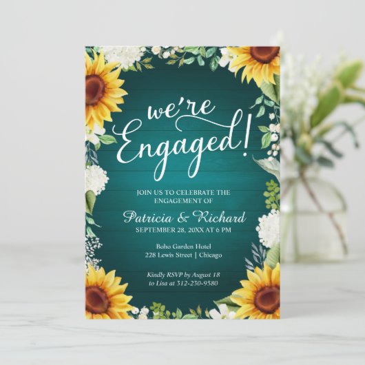 Faire-part Nous sommes engagés Rustic Engagement Party Invita (Debout devant)