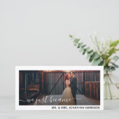 Faire-part Nous venons de devenir Monsieur Madame Photo Juste (Debout devant)