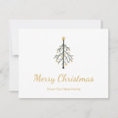 Faire-part Nouveau Accueil Arbre de Noël Gold Script Moving (Devant)