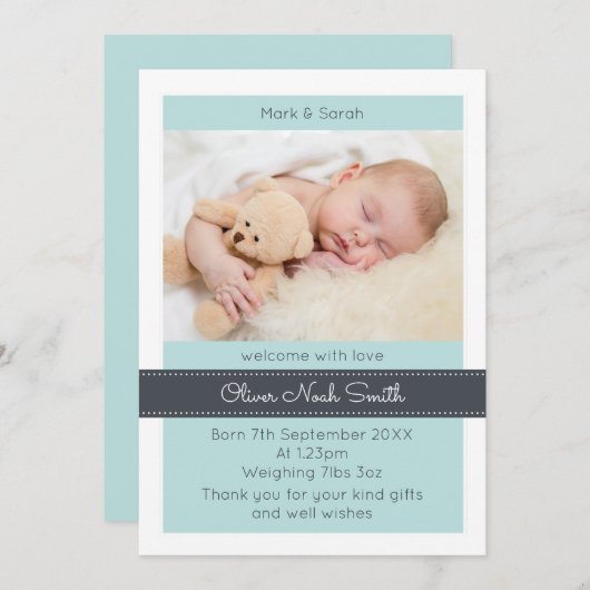 Faire-part Nouveau bébé faire-part/carte de remerciements (Devant / Derrière)