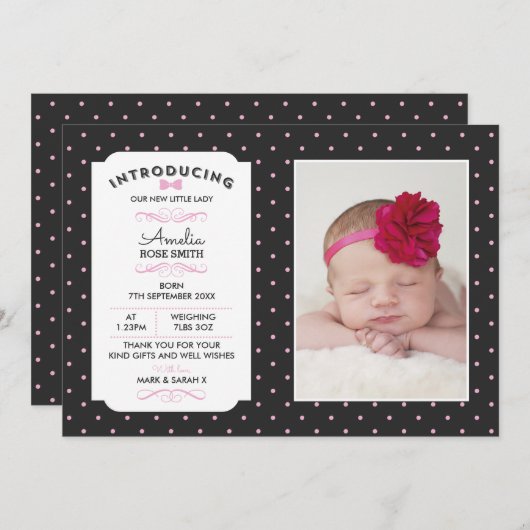 Faire-part Nouveau bébé faire-part/carte de remerciements (Devant / Derrière)