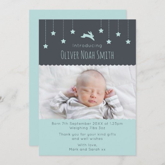 Faire-part Nouveau bébé faire-part/carte de remerciements A5 (Devant / Derrière)