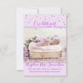 Faire-part Nouveau bébé Fille Naissance Statistiques Lavender (Devant)