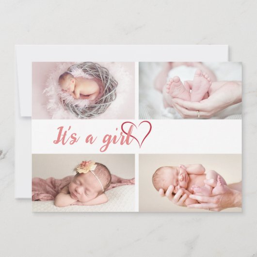 Faire-part Nouveau bébé nouveau-né Fille natalité Statistique (Dos)