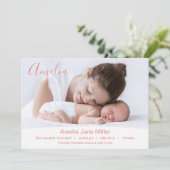 Faire-part Nouveau bébé nouveau-né fille natalité Statistique (Debout devant)