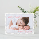 Faire-part Nouveau bébé nouveau-né Fille natalité Statistique (Debout devant)