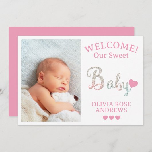 Faire-part Nouveau Bébé Photo Welcome Avec Nom (Devant / Derrière)