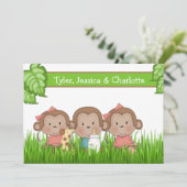 Faire-part Nouveau Bébé Triplet Deux Filles Et Garçon Mignonn (Debout devant)