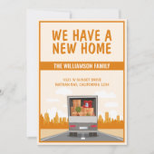 Faire-part Nouveau Camion et Orange Cityscape Moving (Devant)