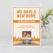 Faire-part Nouveau Camion et Orange Cityscape Moving (Debout devant)