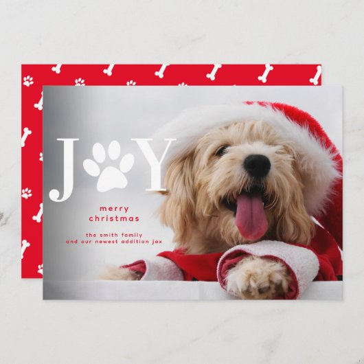 Faire-part Nouveau Chien Chien Chien Joie Paw Noël (Devant / Derrière)