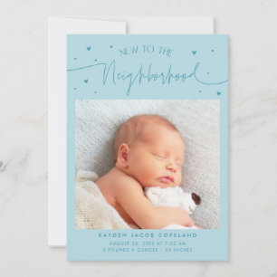 Faire-part Nouveau dans le quartier Photo de naissance turquo
