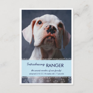 Faire-part Nouveau Empreintes de pattes bleu mâle pour garçon