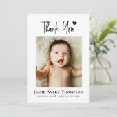 Faire-part Nouveau Merci photo bébé Nouveau Coeur moderne nai (Debout devant)