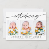 Faire-part Nouveau-né 3 photo Collage (Devant)