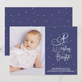 Faire-part nouveau-né de Noël de typographie de (Devant / Derrière)