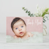 Faire-part Nouveau-né fille photo moderne merci (Debout devant)
