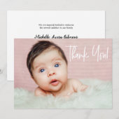 Faire-part Nouveau-né fille photo moderne merci (Devant / Derrière)