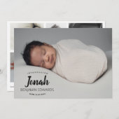 Faire-part Nouveau-né Garçon photo collage typographie superp (Devant / Derrière)