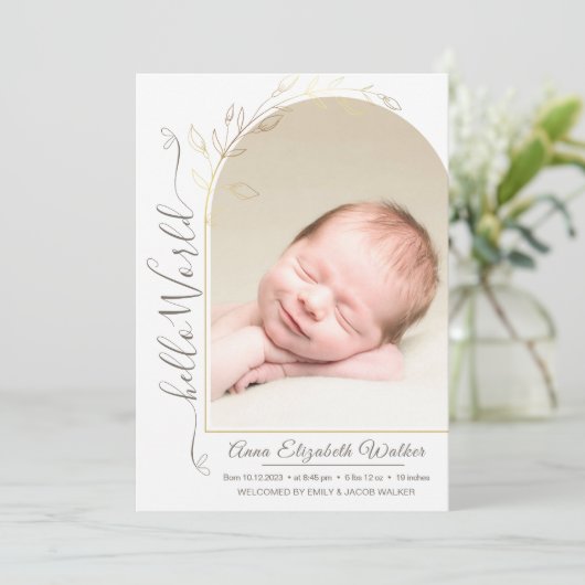 Faire-part Nouveau-né Présentation de bébé fille de naissance (Debout devant)